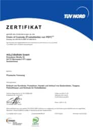 Zertifikat gemäß den Anforderungen an die Chain of Custody (Produktkette) von PEFC™ Zertifikat gemäß den Anforderungen an die Chain of Custody (Produktkette) von PEFC™